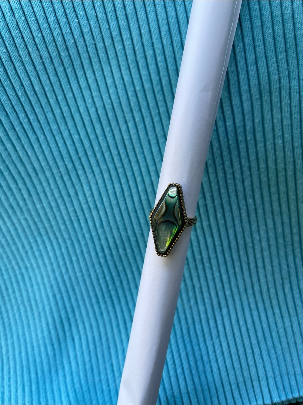 Studio Barse Iridescent Green Abalone Shield Ring